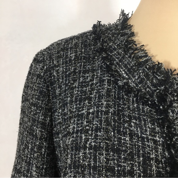 East 5th Black & Gray Plaid Sparkly Tweed Padded Shoulder Blazer, Women's XL - Picture 4 of 10